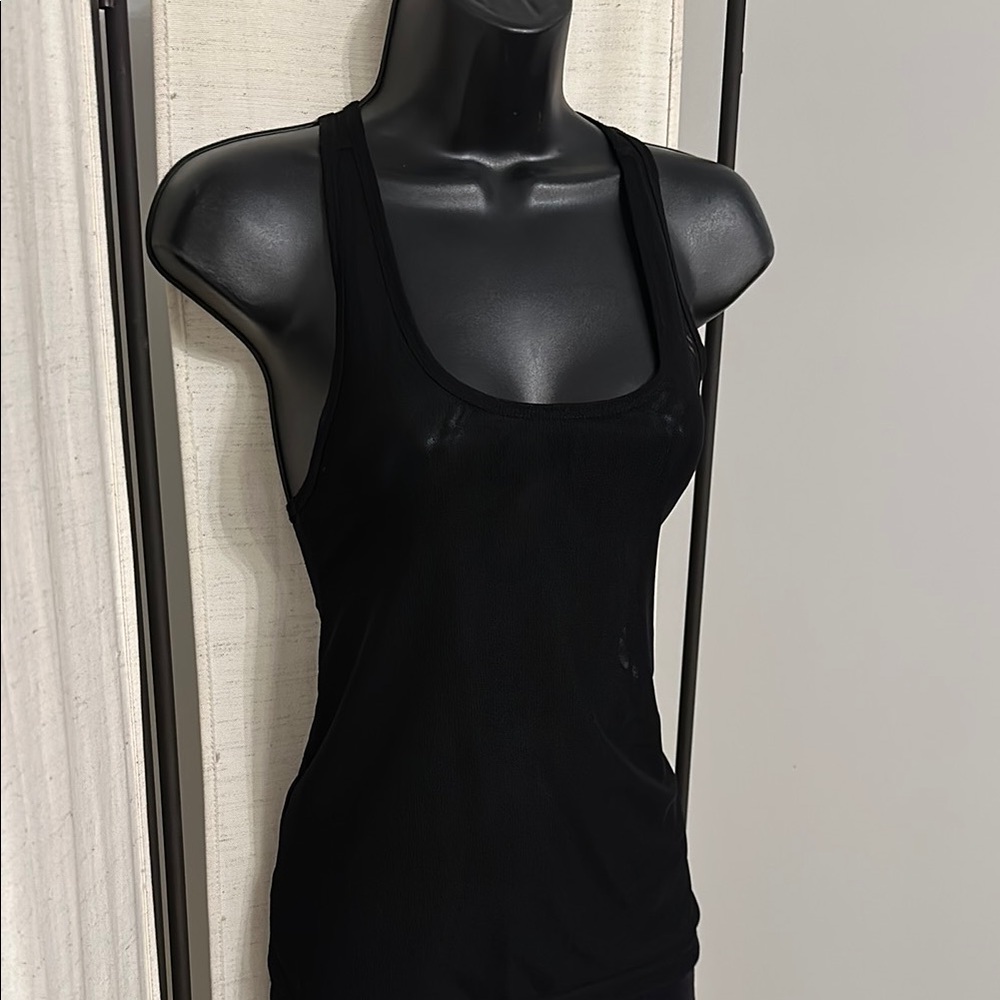 Forever 21 Black Sheer Mesh Athletic Workout Active Sexy Racerback Tank Top S